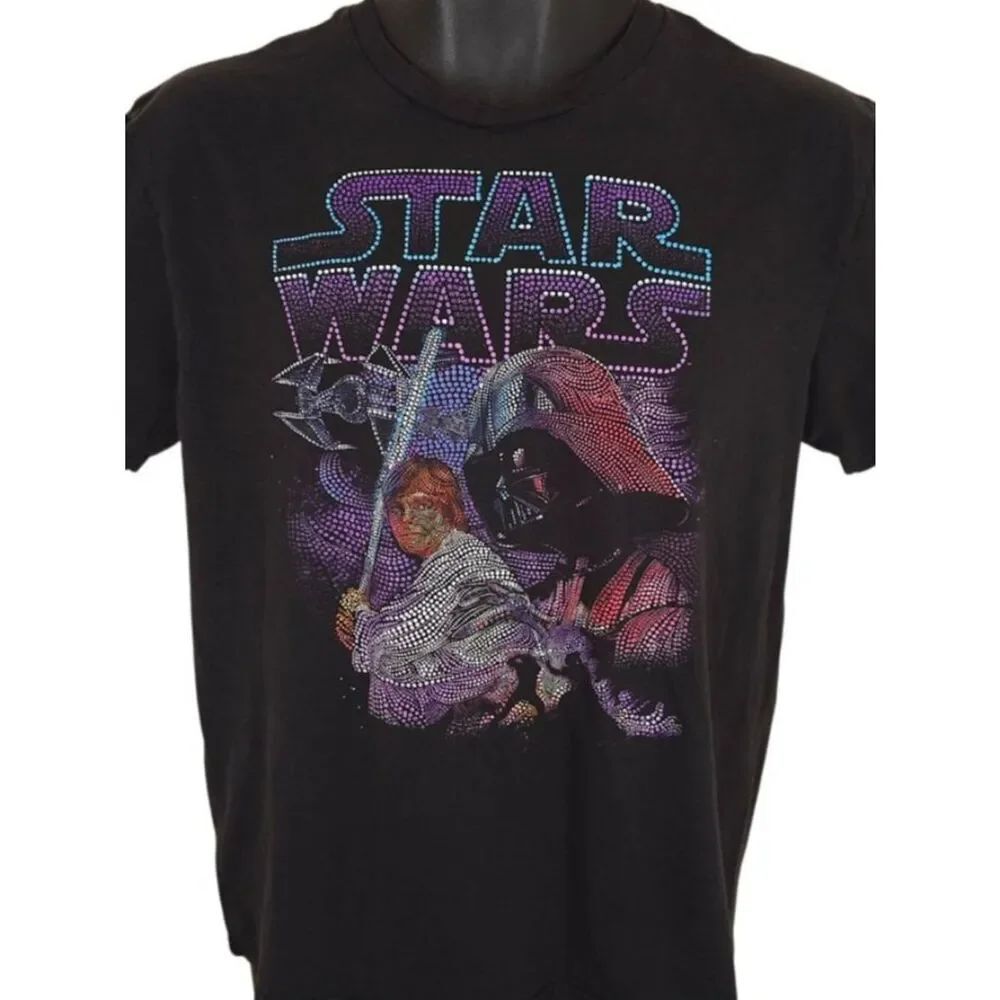 Star Wars T Shirt Mens Size Medium Black Darth Vader Luke Skywalker Mosaic Art